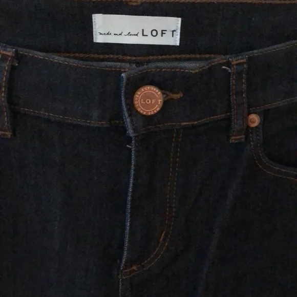 Loft Dark Wash Modern Straight Jeans - Picture 3 of 8